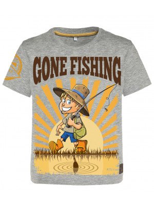 Hotspot Design Kinder Angler T-Shirt GONE FISHING, grau gelb
